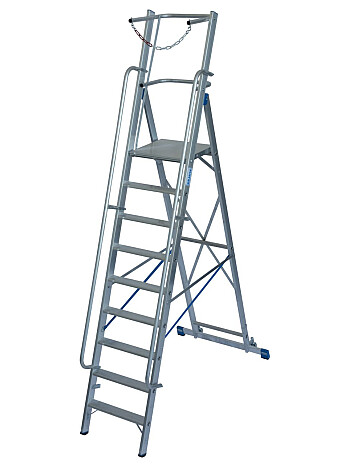 KRAUSE Stabilo drabina z platformą i barierkami 9 stopni + rolki